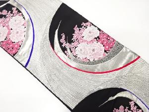 鶴に牡丹模様織り出し　袋帯